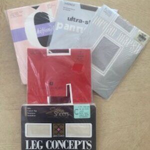 5 Pair Women's Vintage, Sheer, Pantyhose, New, Size C
